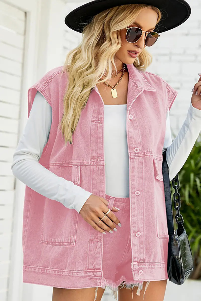 Trendy mouwloos denim vest