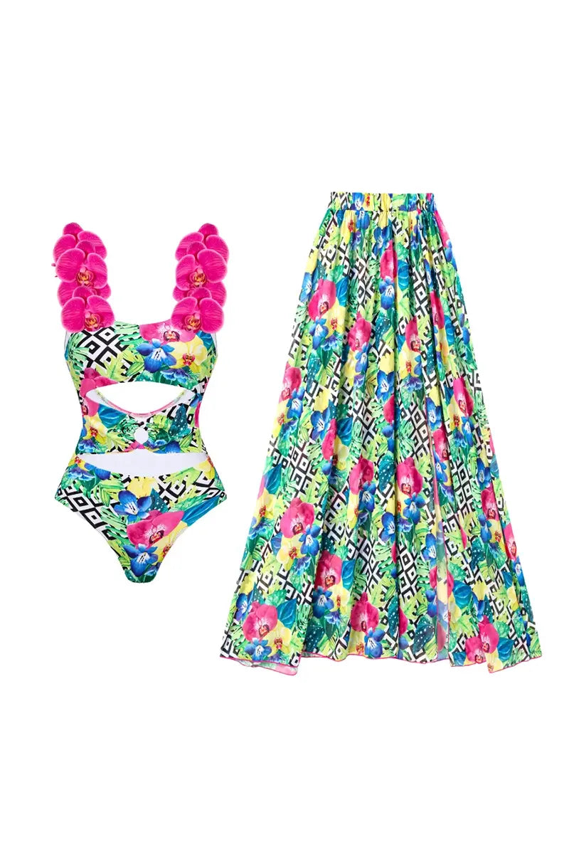 Orchidee Band Print Spaghetti Badpak Set