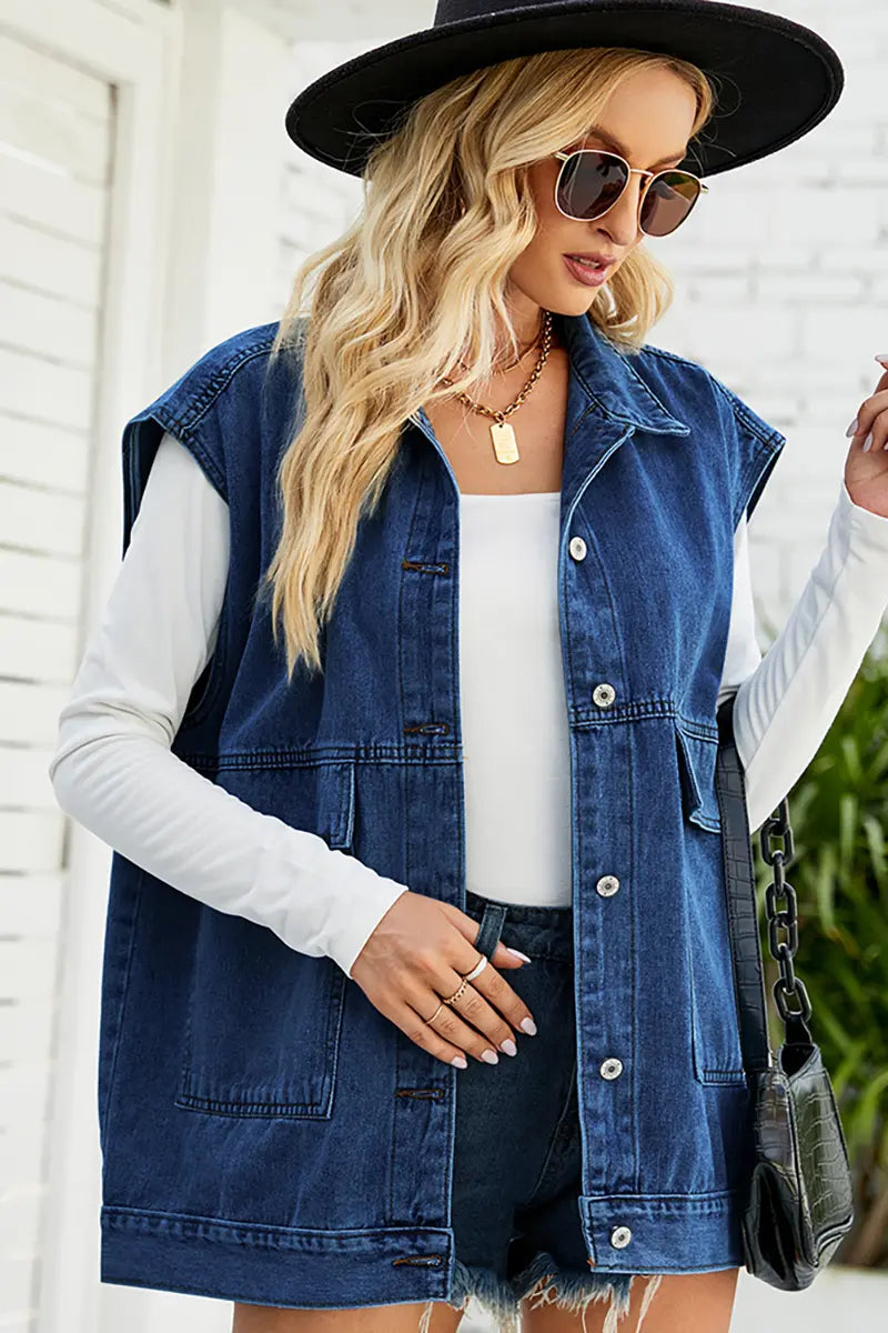 Trendy mouwloos denim vest