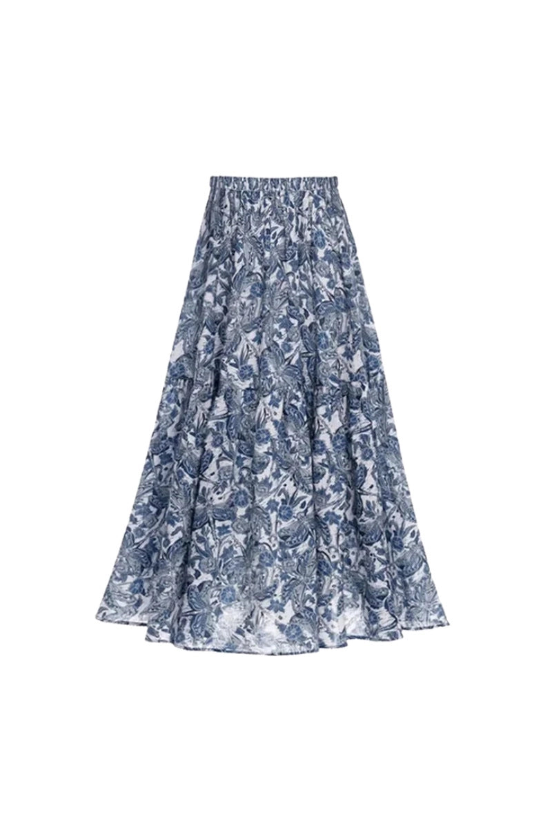 Blue Dragonfly Ruffle Skirt Swimsuit Set