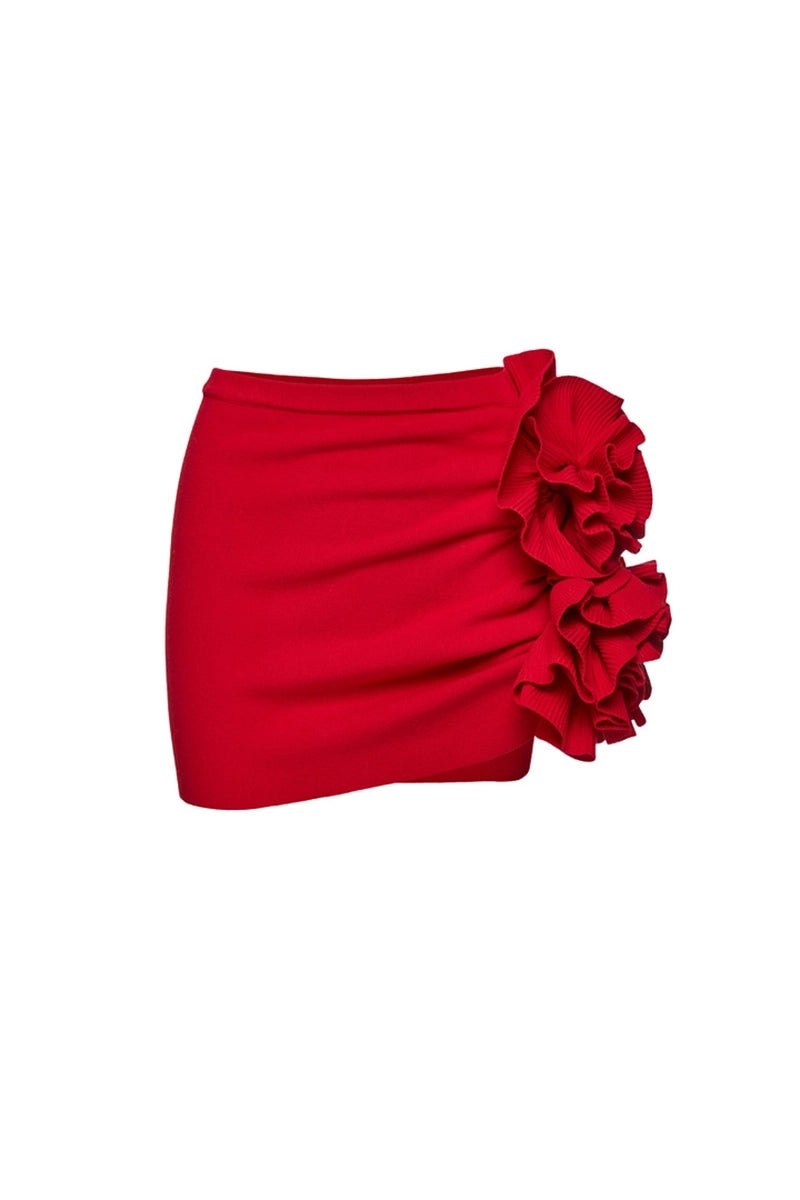 Floral Appliqué Swimsuit Skirt Set