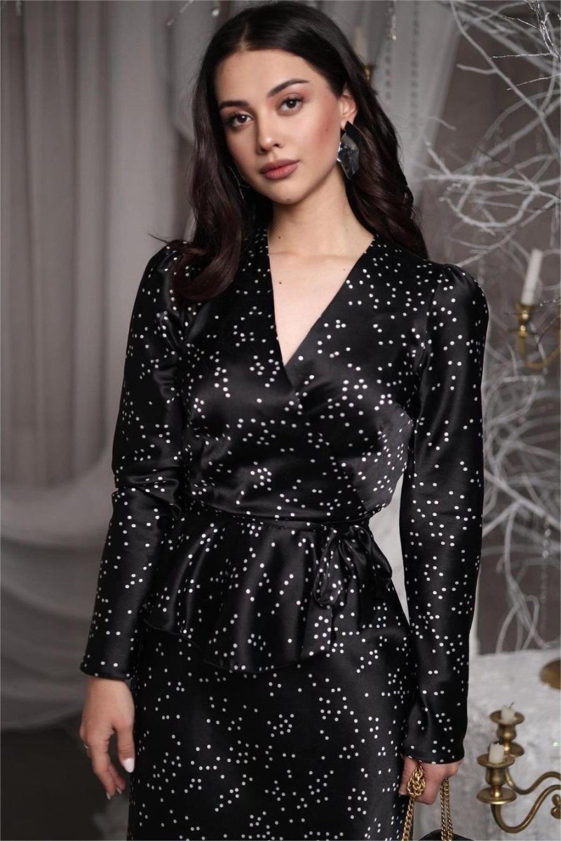 Eileen bloemen wikkelblouse met veter en maxi rokken set