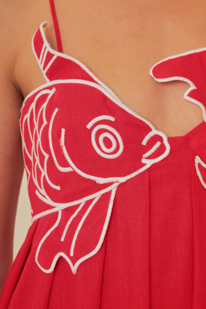 Fish Top Linen Blend Maxi Dress