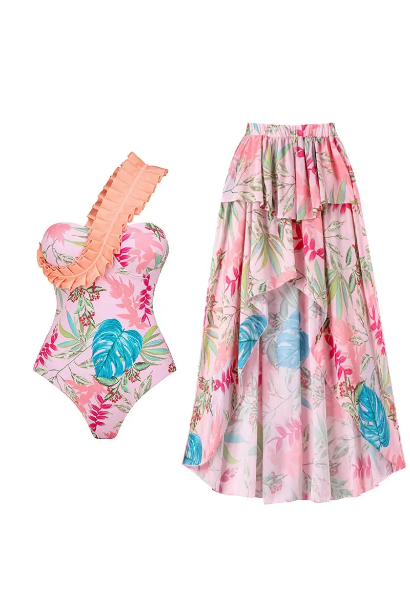 Vacation Floral Print Swimsuit Combo