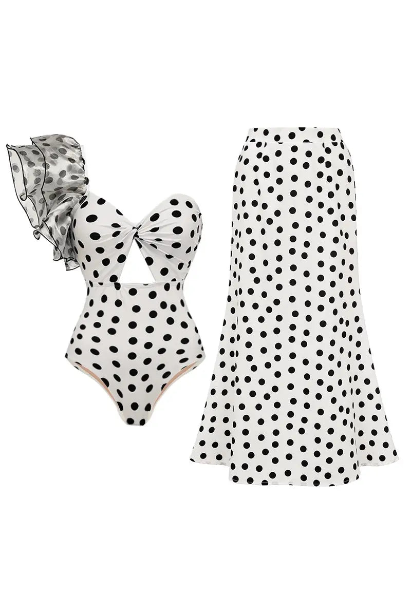 Polka dot ruches vintage badpak vakantieset