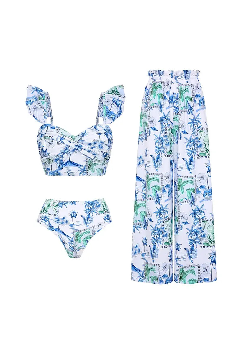 Tropische print tweedelige bikini set