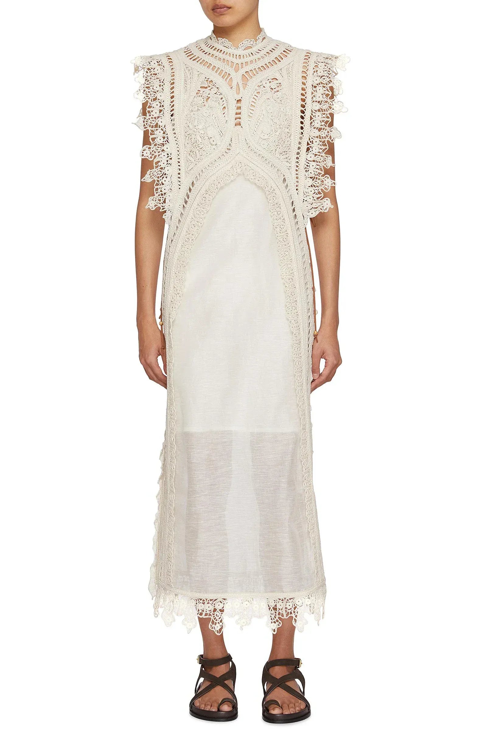 WOVEN HOLLOW ORGANZA MAXI DRESS