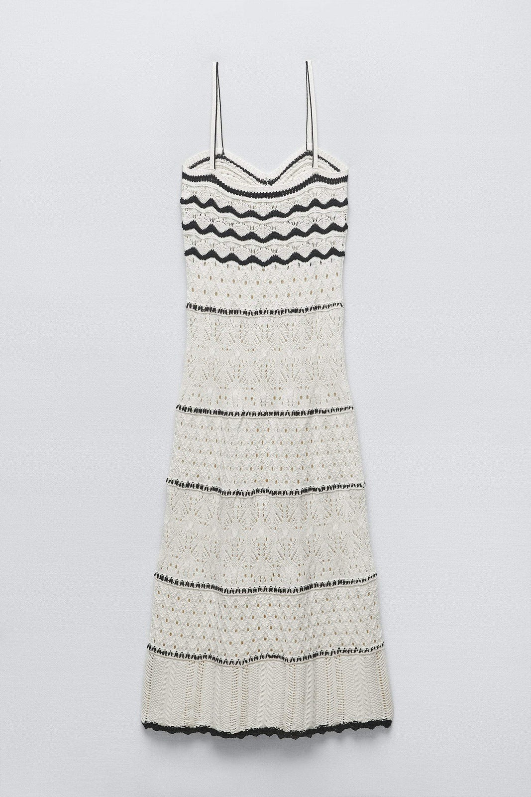 Nan Contrast Gehaakte Maxi Slip Jurk