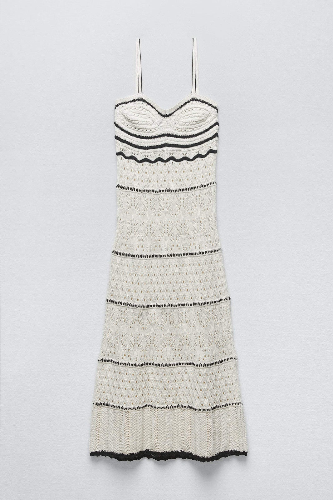 Nan Contrast Gehaakte Maxi Slip Jurk