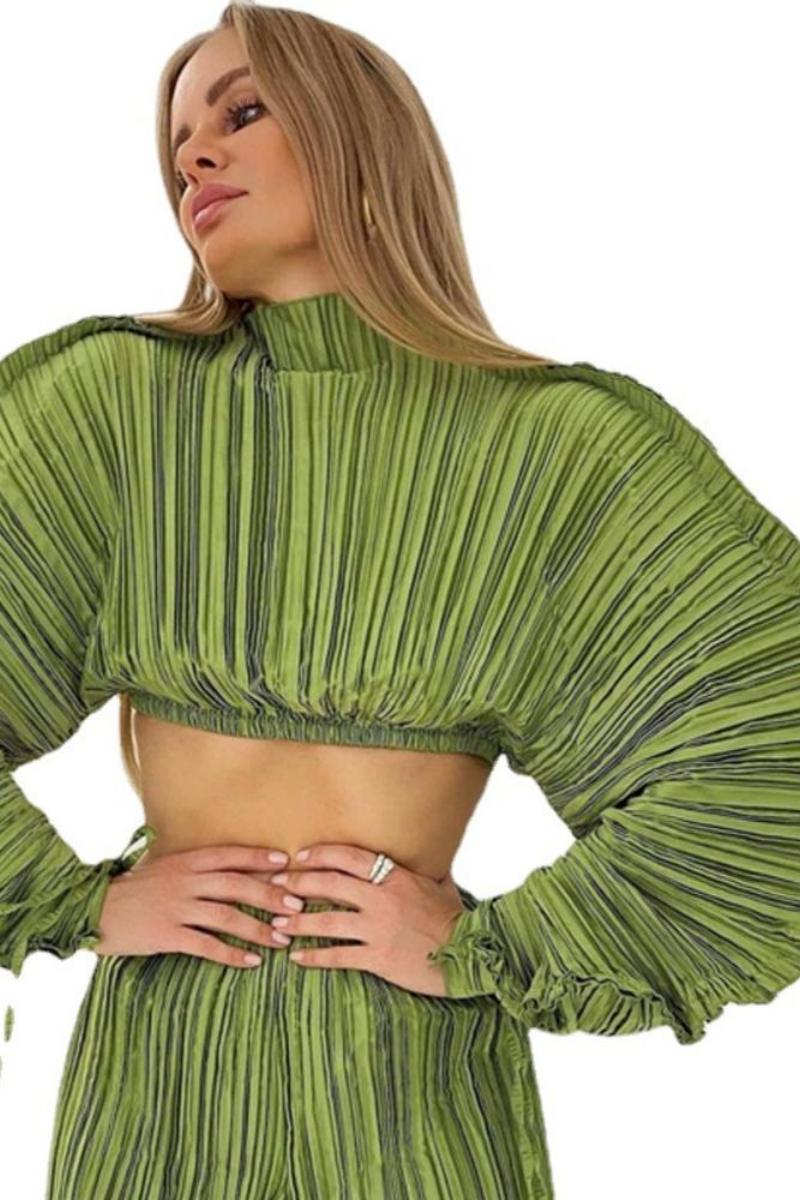 Mabel Plisse vleermuismouw crop top