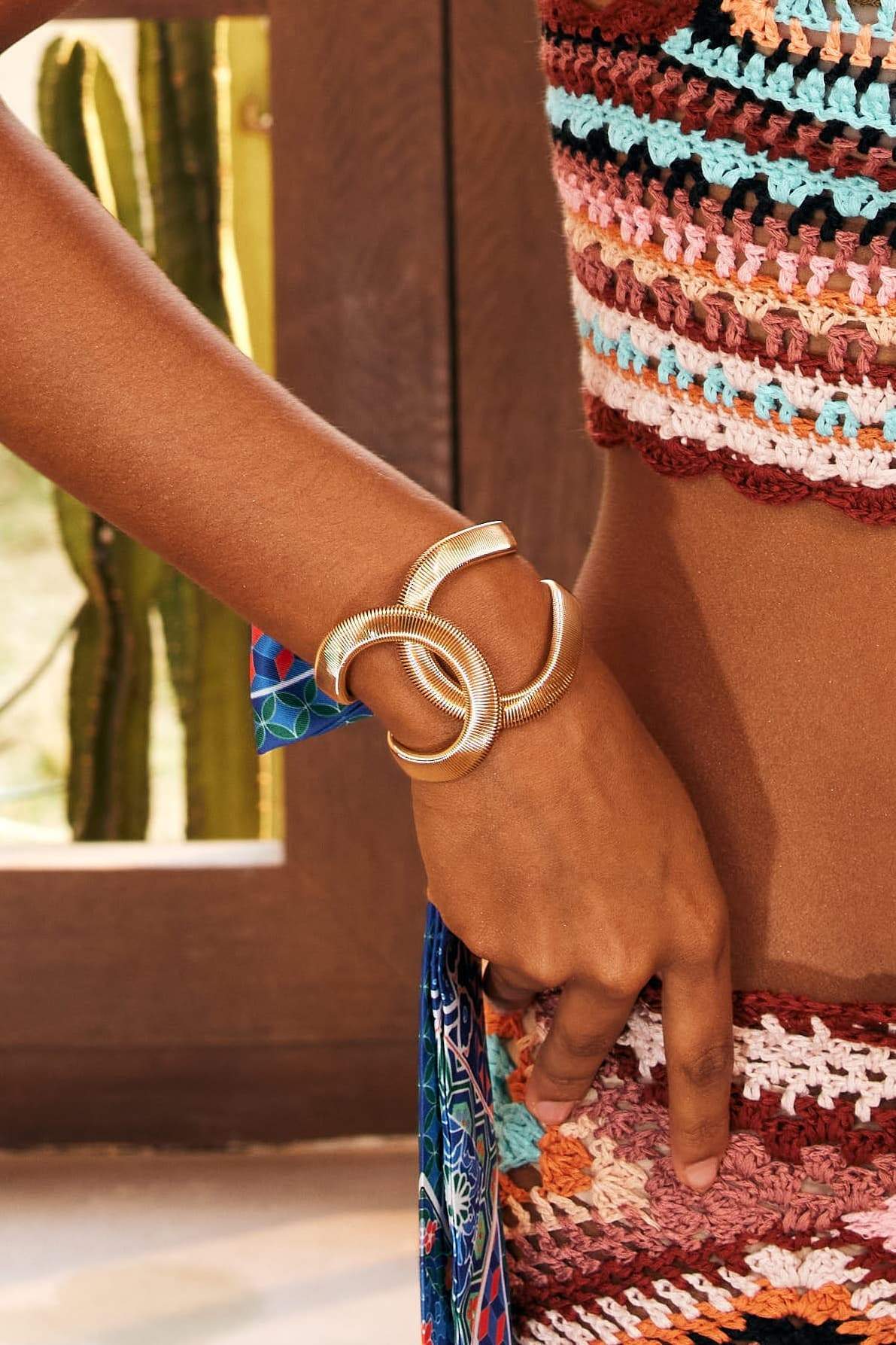 Metalen Gestructureerde Geometrische Armband