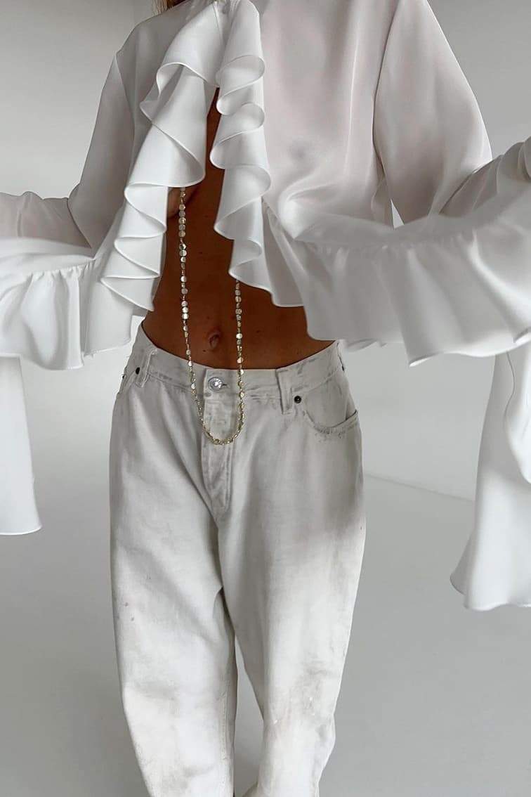 Michelle Semi-transparante Ruches Blouse