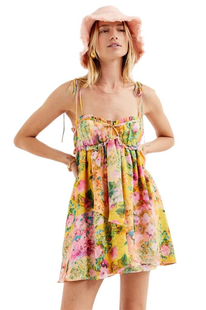Mona bloemenprint chiffon mini-jurk