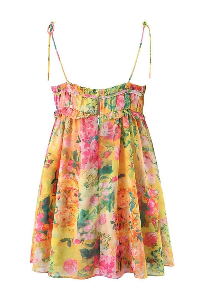 Mona bloemenprint chiffon mini-jurk