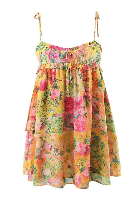 Mona bloemenprint chiffon mini-jurk