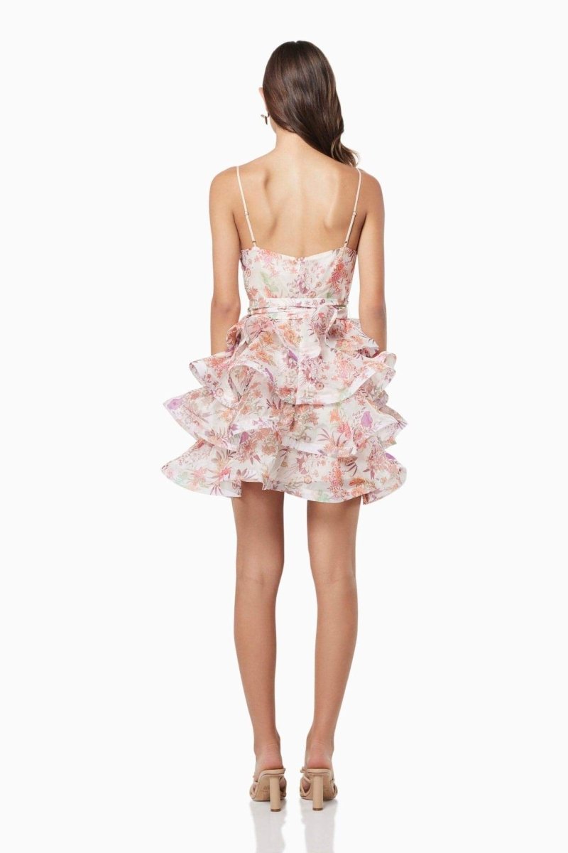 Monica bloemenprint mini-jurk met ruches