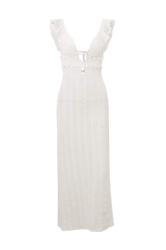 Muriel Ruffle Cut-out Gebreide Maxi Jurk