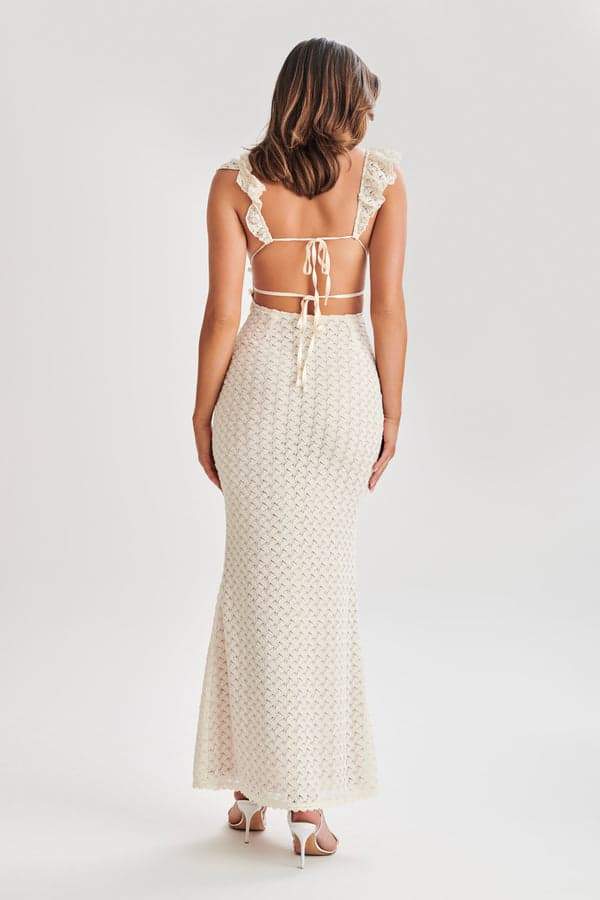 Muriel Ruffle Cut-out Gebreide Maxi Jurk