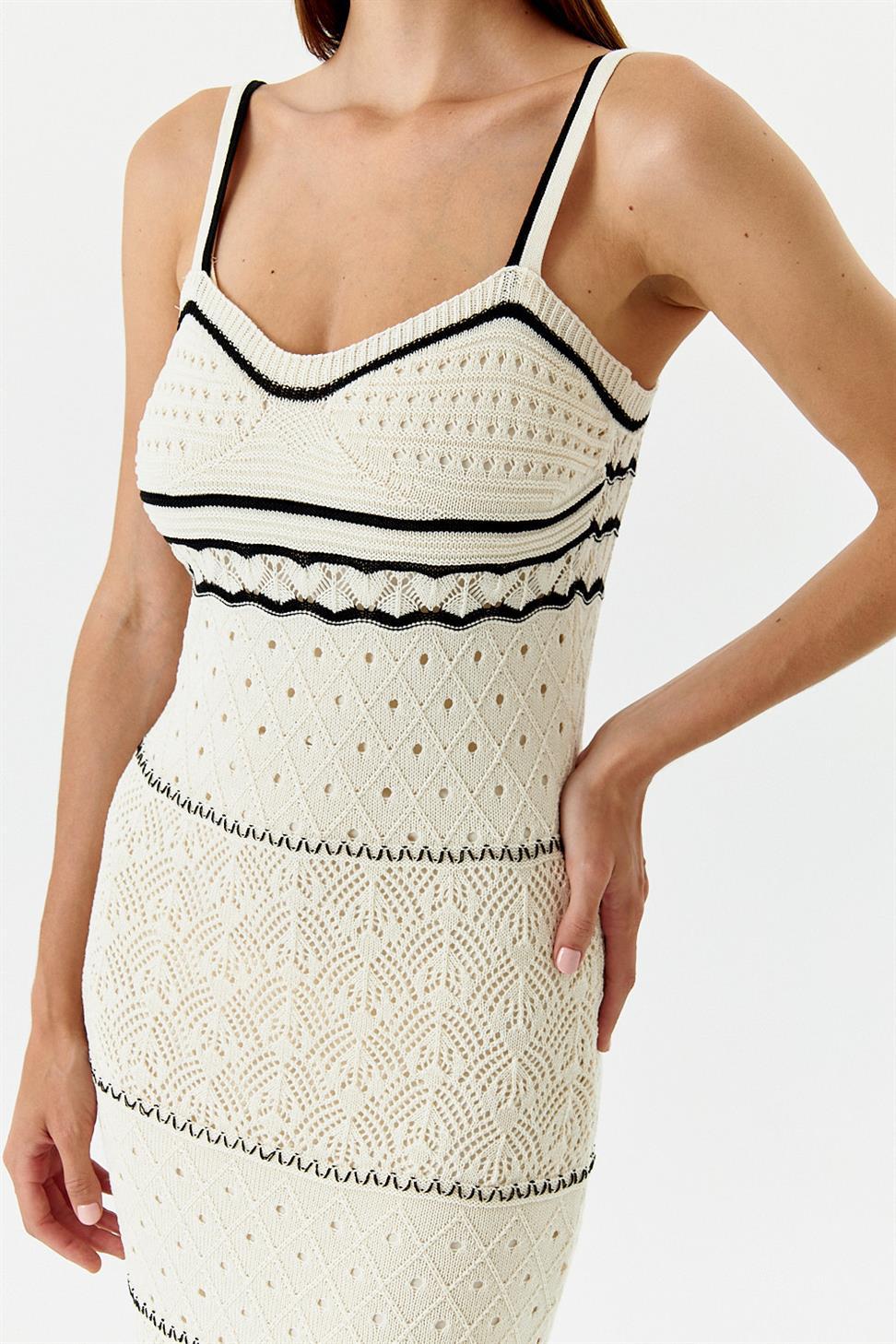 Nan Contrast Gehaakte Maxi Slip Jurk