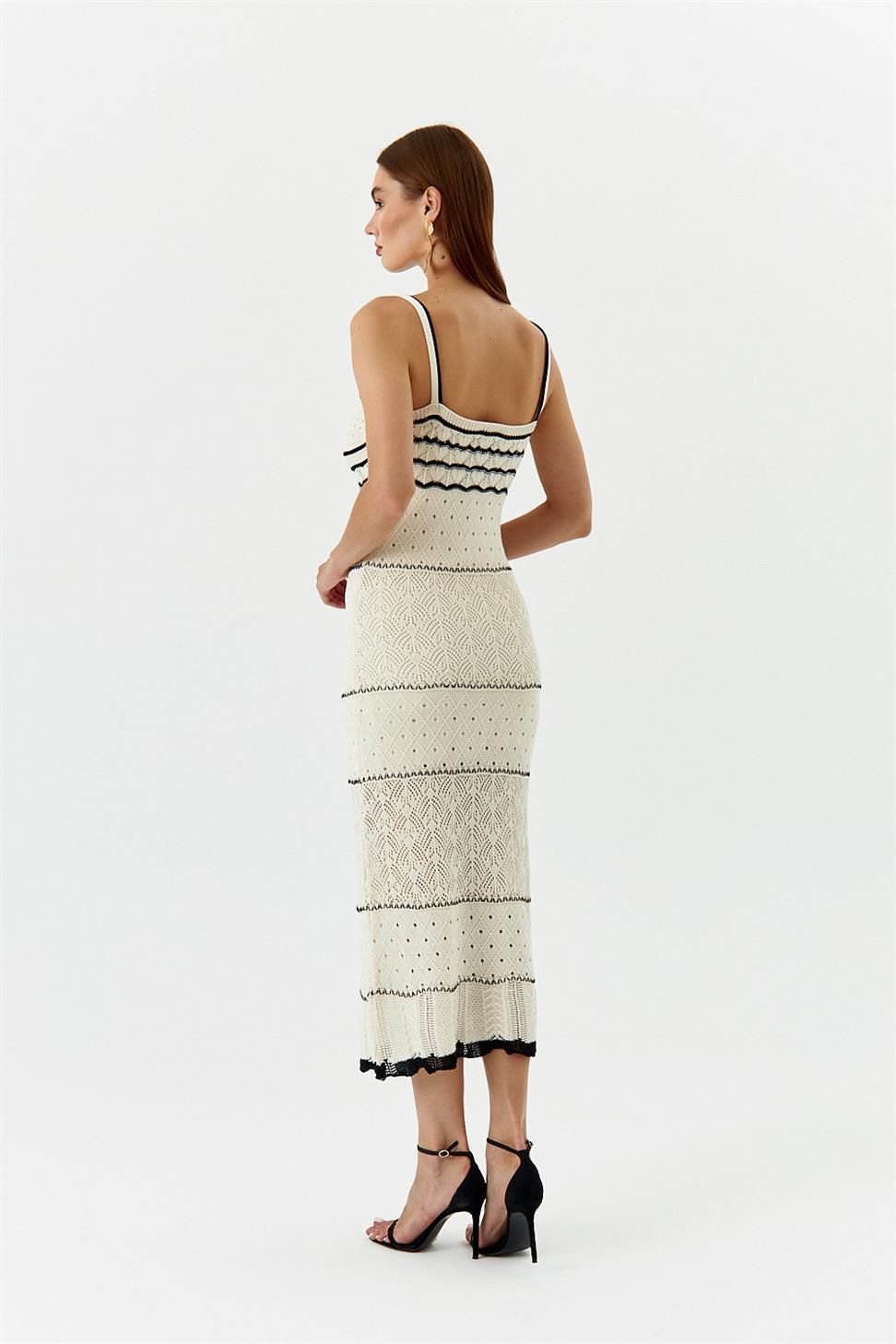 Nan Contrast Gehaakte Maxi Slip Jurk