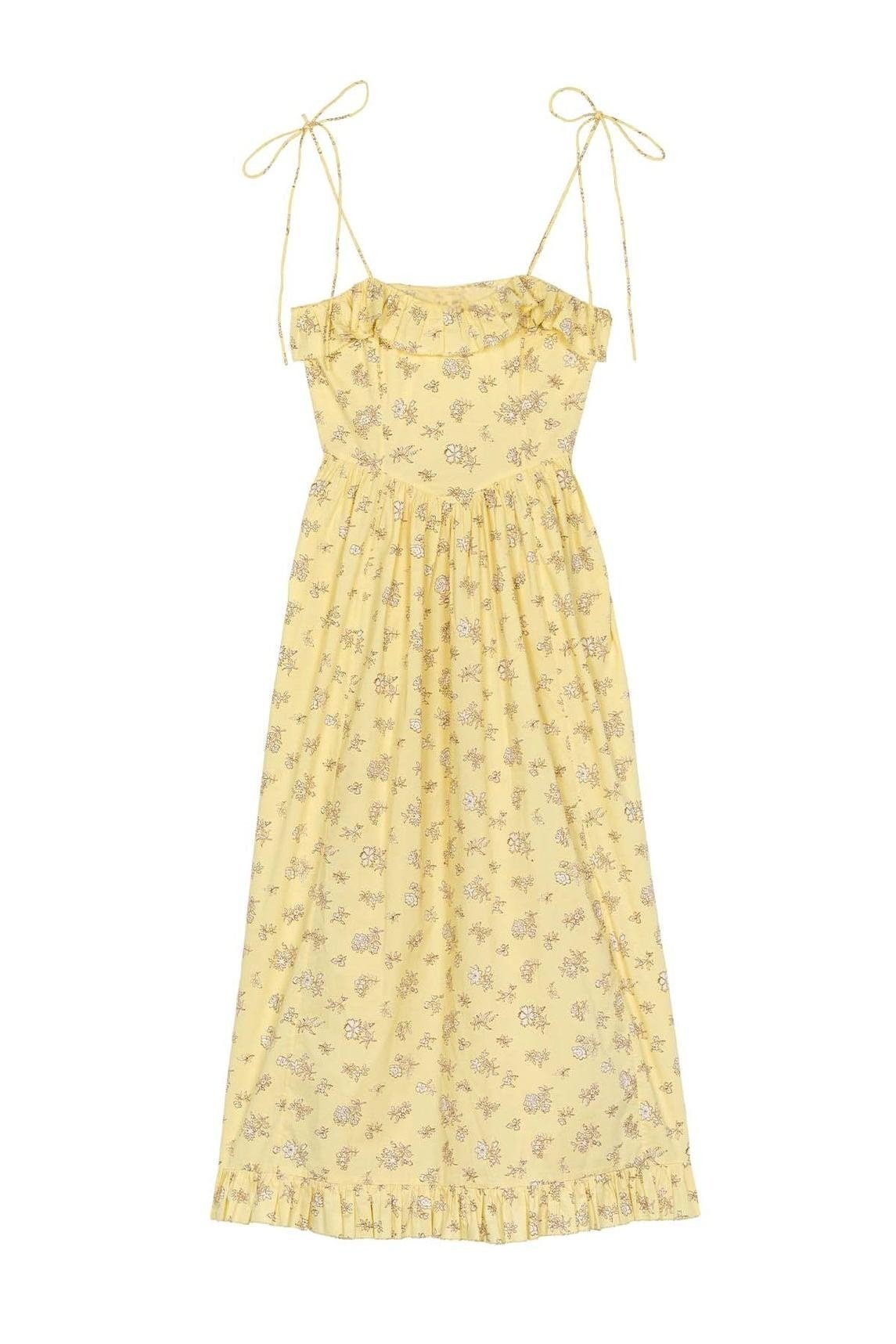 Novia bedrukte slip midi-jurk met ruches
