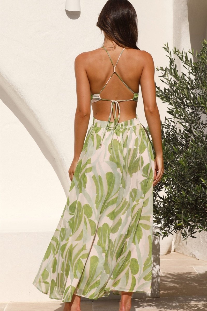 Olivia bloemenprint midi-jurk met uitsnijdingen