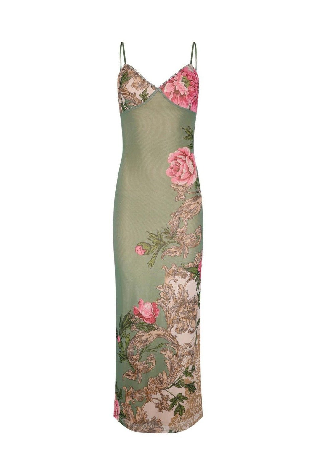 Patti Bedrukte Bodycon Slip Maxi Jurk