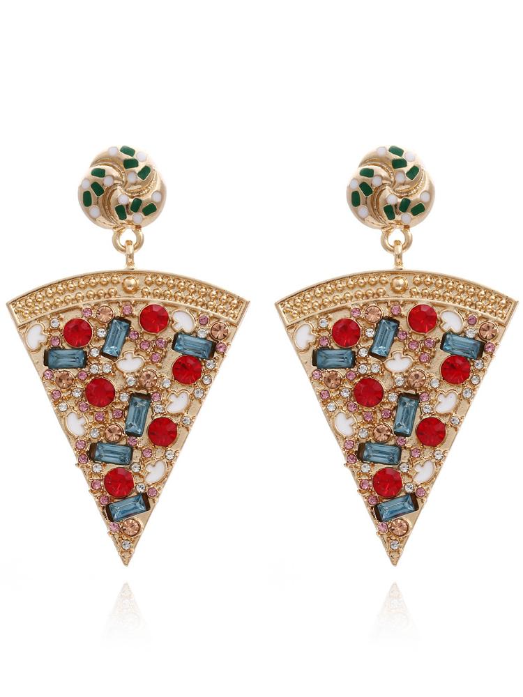 Pizza Diamante Oorbellen met Hanger