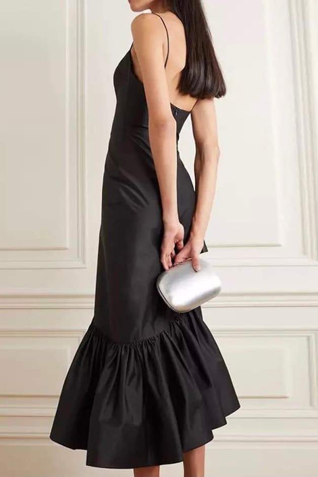 dresses-Polly Asymmetric Ruffled Midi Dress-SD00604222718-Black-S - Sunfere