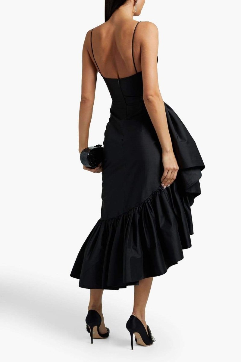 dresses-Polly Asymmetric Ruffled Midi Dress-SD00604222718-Black-S - Sunfere