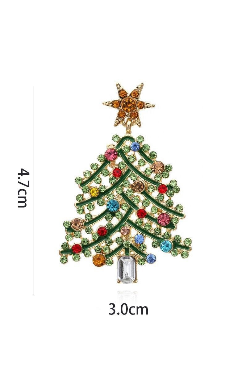 Rhinestone kerstboom oorbellen met druppelvorm