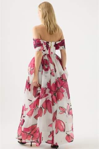 Abito lungo corsetto Riva con spalle scoperte