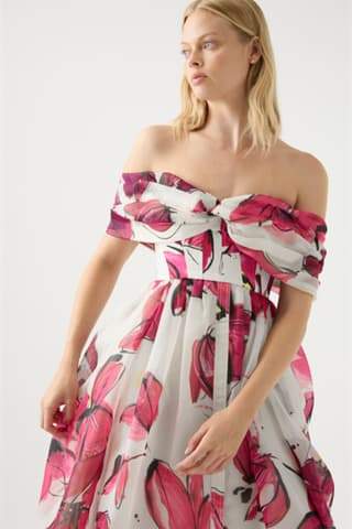 Abito lungo corsetto Riva con spalle scoperte