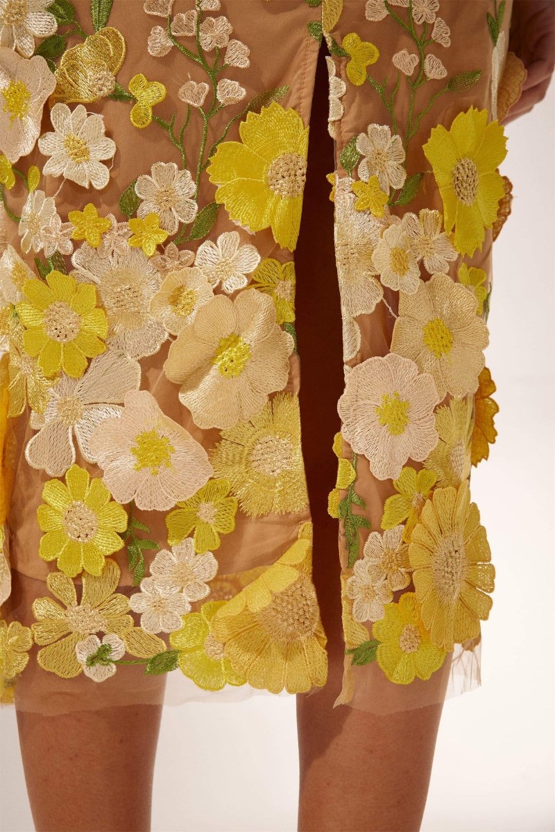Sally V-hals Bloemen Midi-jurk