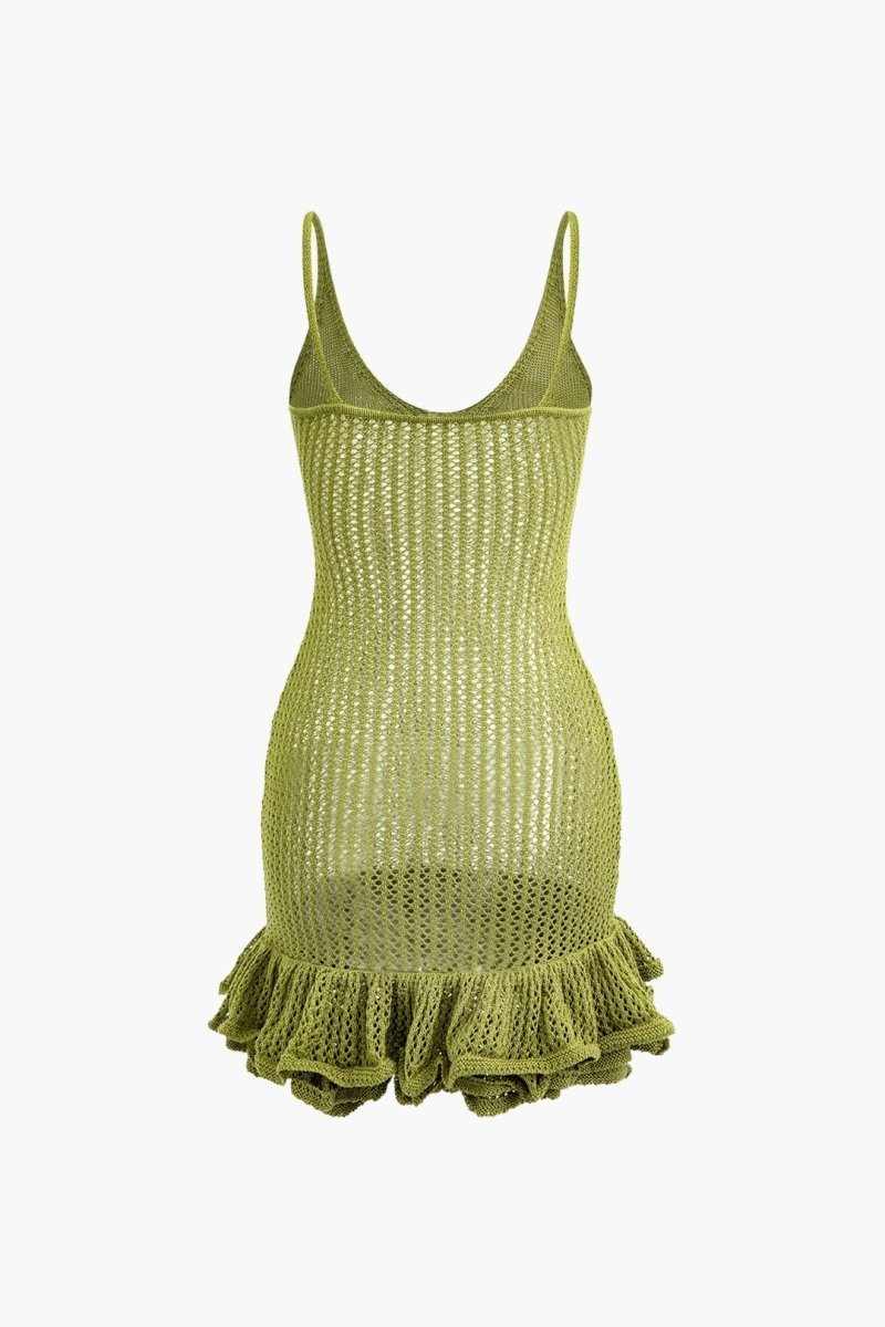 Sara V-hals Gebreide Mini-jurk met Rucheszoom