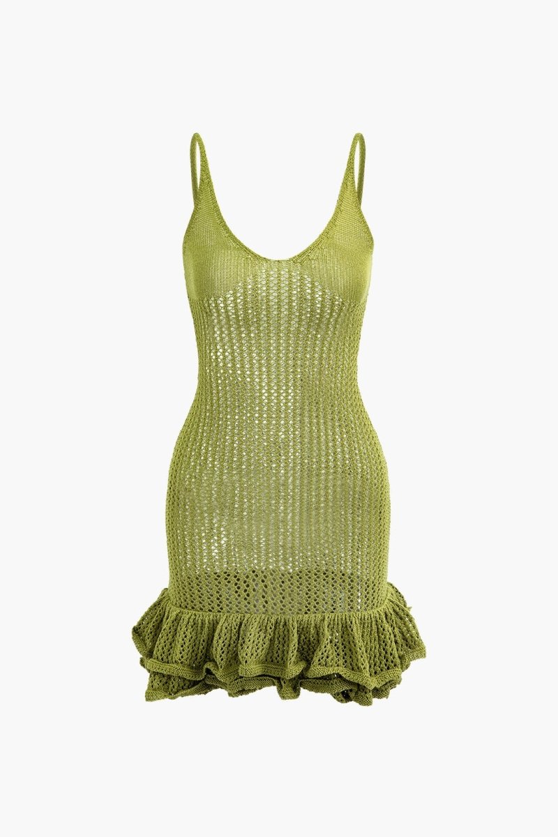 Sara V-hals Gebreide Mini-jurk met Rucheszoom