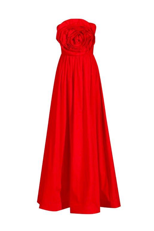Gesculpteerde Bloemen Strapless Maxi Jurk