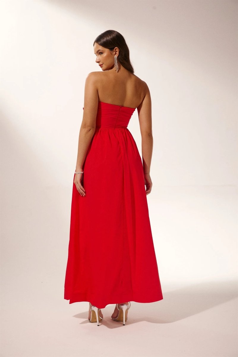 Gesculpteerde Bloemen Strapless Maxi Jurk