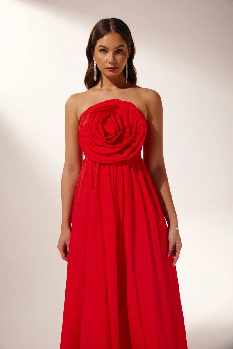 Gesculpteerde Bloemen Strapless Maxi Jurk