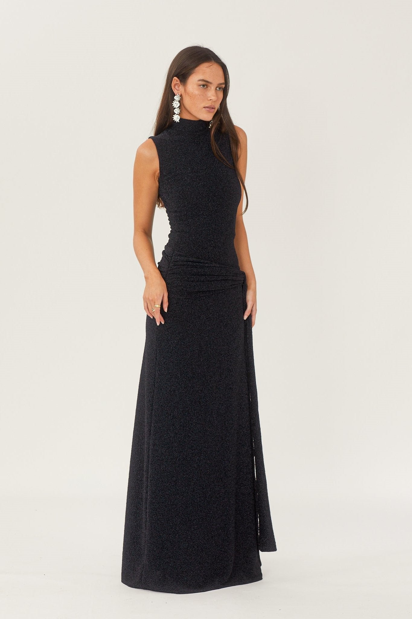 Shonna Metallic Strap Maxi Gebreide Jurk