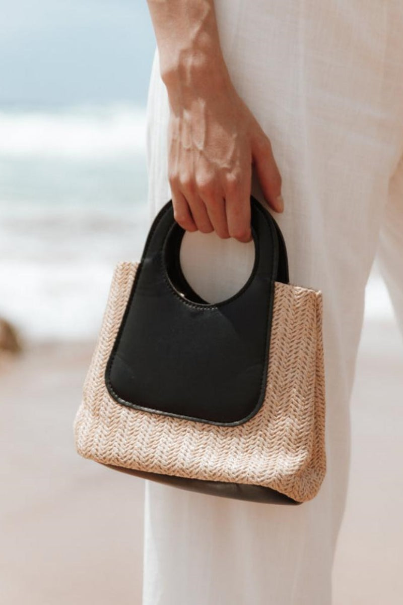 Sigrid Leren Stro Tote Tas