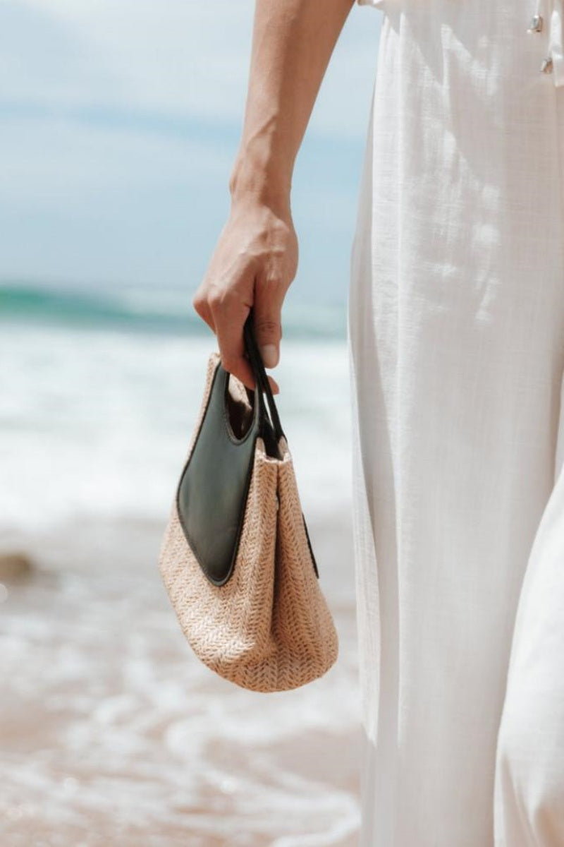 Sigrid Leren Stro Tote Tas