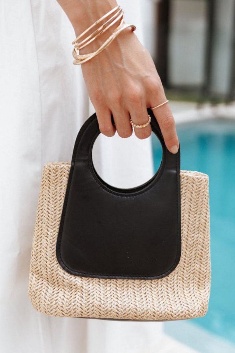 Sigrid Leren Stro Tote Tas