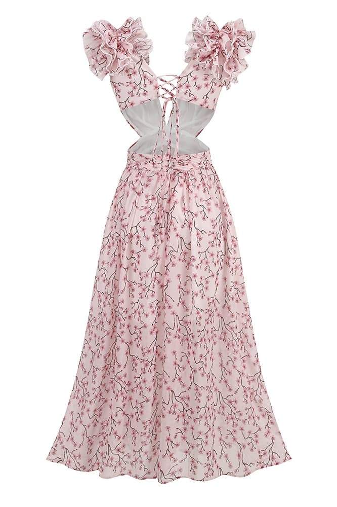 Suzanne bloemenprint maxi-jurk met uitsnijdingen