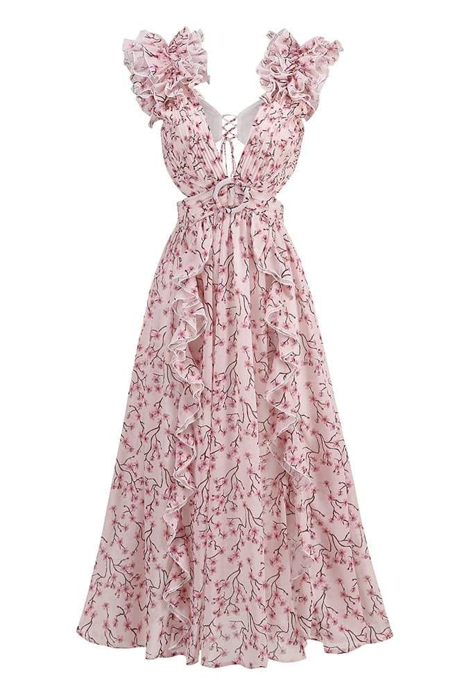 Suzanne bloemenprint maxi-jurk met uitsnijdingen