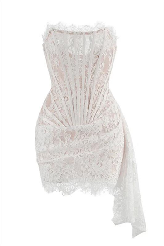 Venus Strapless Kanten Corset Mini Jurk