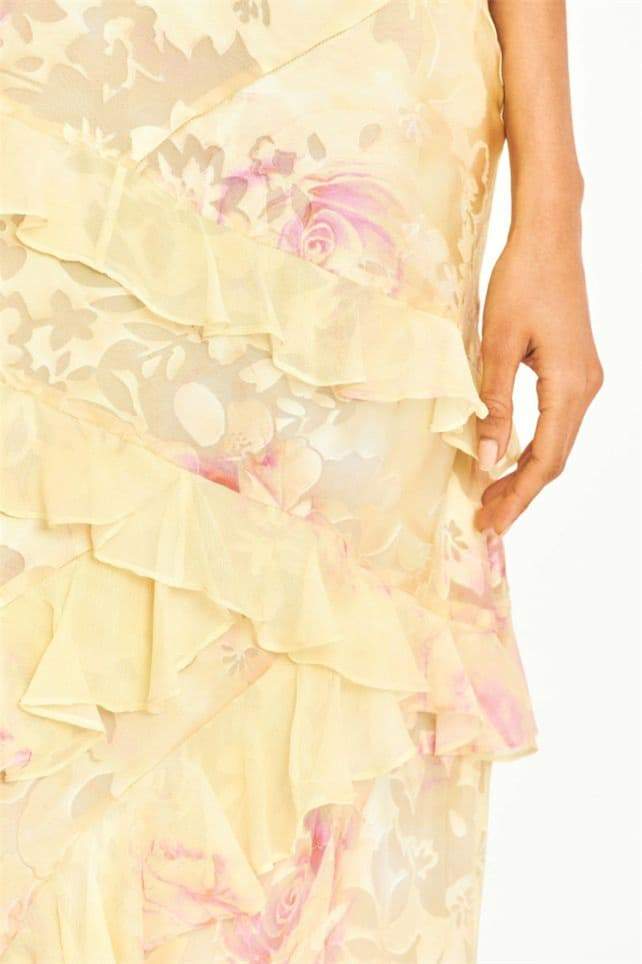 Rochie maxi tip slip cu volane florale Virginia