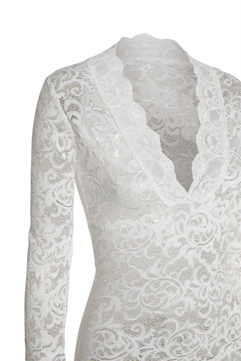 Vestido Maxi Sereia em Renda Transparente Virginia