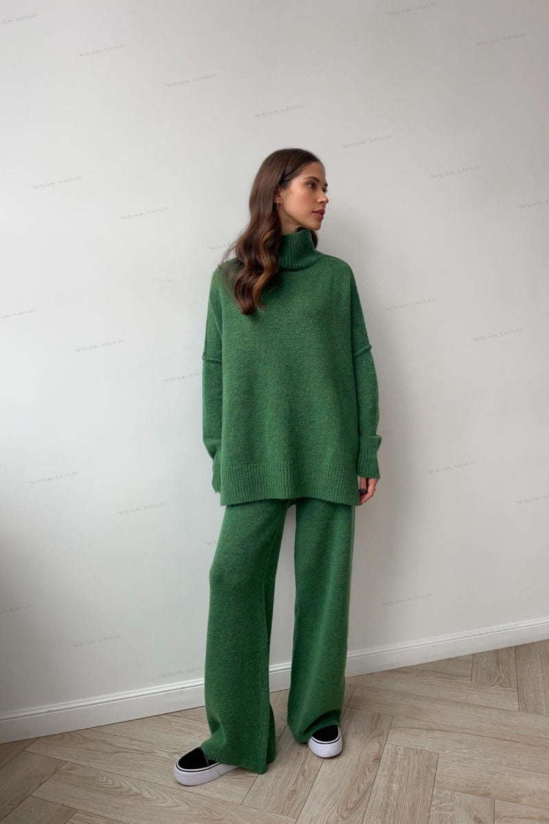 Coltrui met split, losse gebreide broek set