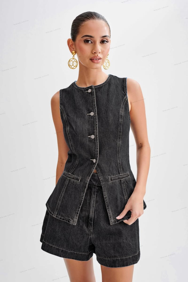 Button-Up Denim Shorts